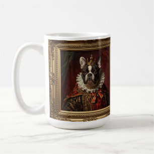 Renaissance Queen Portrait–Inspired Black Pug Art Coffee Mug