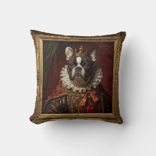Renaissance Queen Portrait–Inspired Black Pug Art Cushion