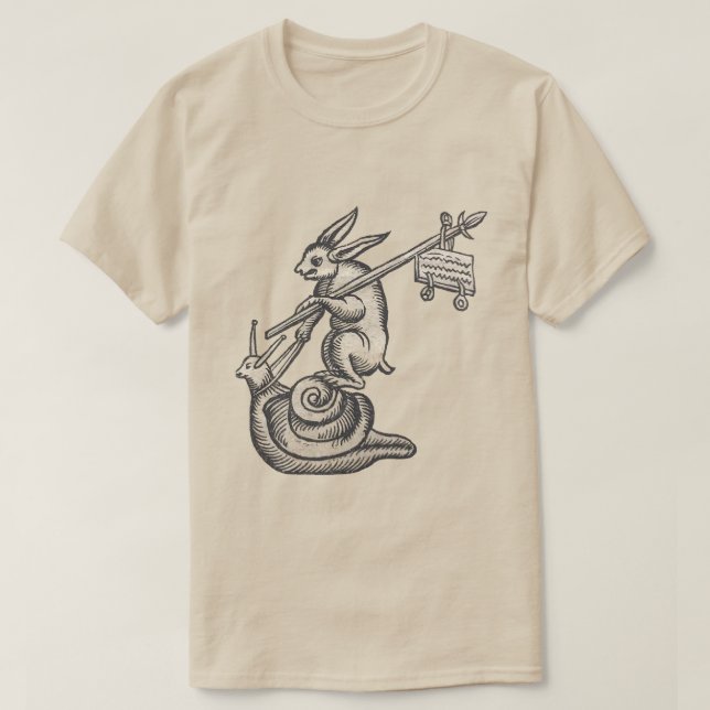 Renaissance Rabbit on Snail T-Shirt (Design Front)