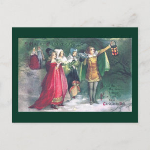 Renaissance Revelers on Stroll Vintage Christmas Holiday Postcard