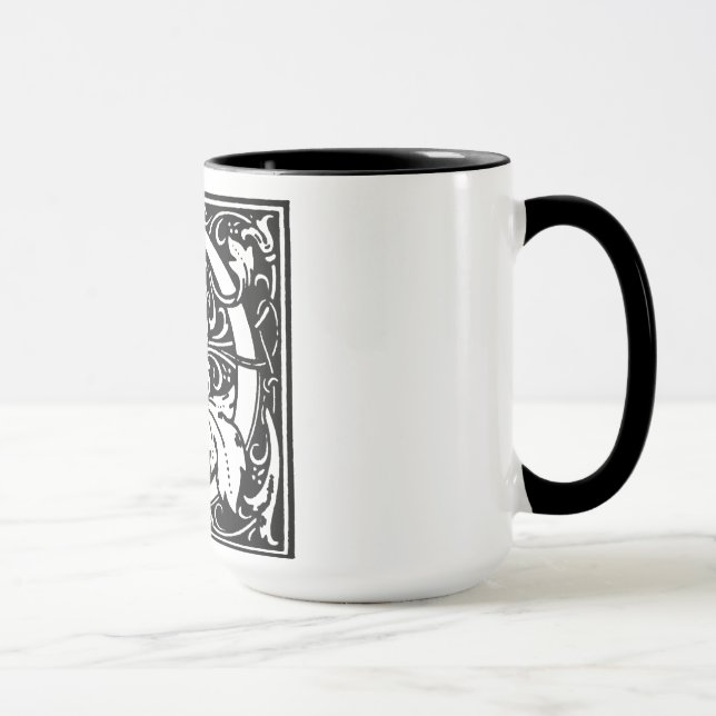 Renaissance Style Alphabet Letter D On Mug (Right)