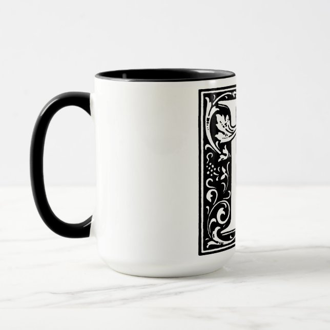 Renaissance Style Alphabet Letter E On Mug (Left)