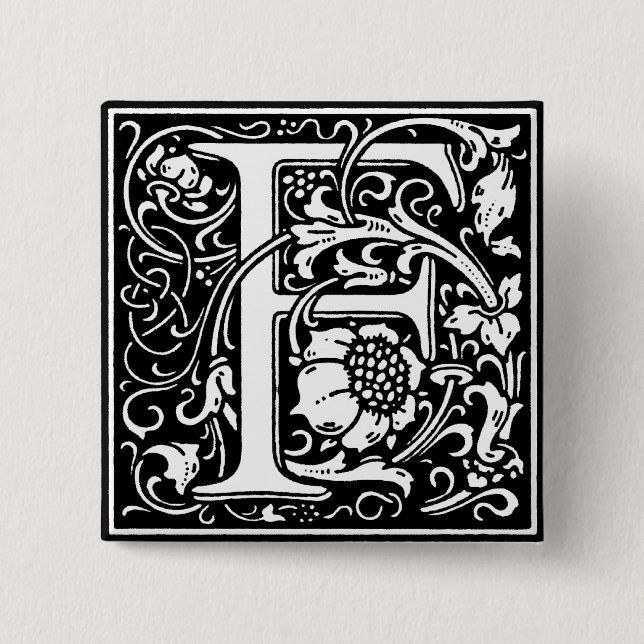 Renaissance Style Alphabet Letter F - Pin (Front)