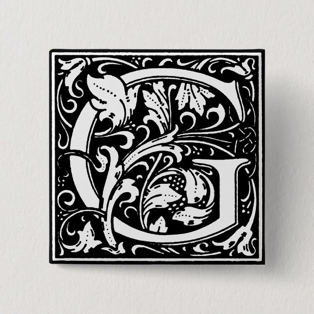 Renaissance Style Alphabet Letter G - Pin (Front)