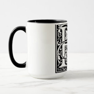 Renaissance Style Alphabet Letter H On Mug