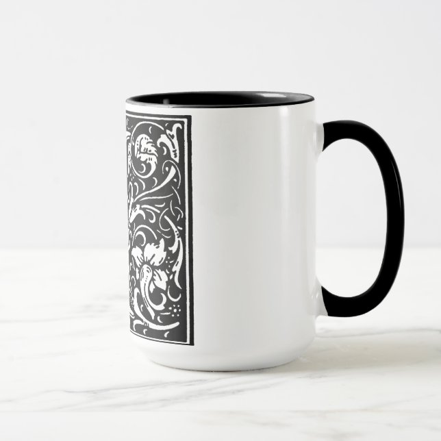 Renaissance Style Alphabet Letter I On Mug (Right)
