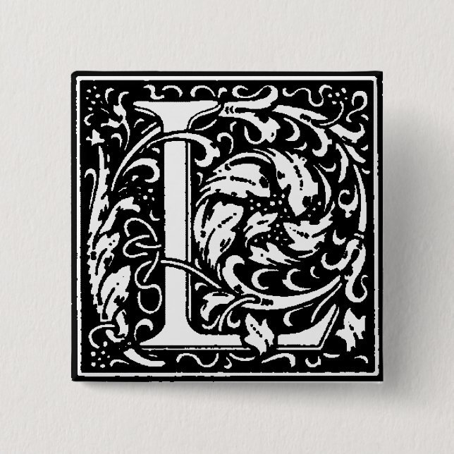 Renaissance Style Alphabet Letter L - Pin (Front)