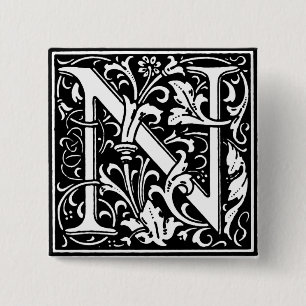 Renaissance Style Alphabet Letter N - Pin