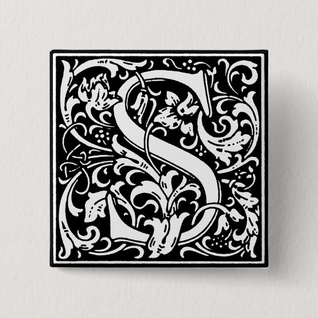 Renaissance Style Alphabet Letter S - Pin (Front)