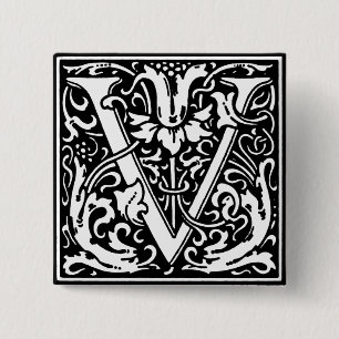 Renaissance Style Alphabet Letter V - Pin