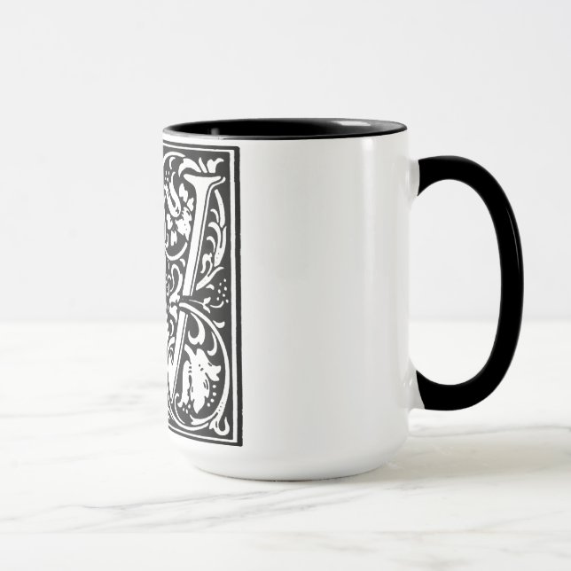 Renaissance Style Alphabet Letter W On Mug (Right)