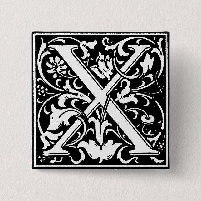 Renaissance Style Alphabet Letter X - Pin (Front)