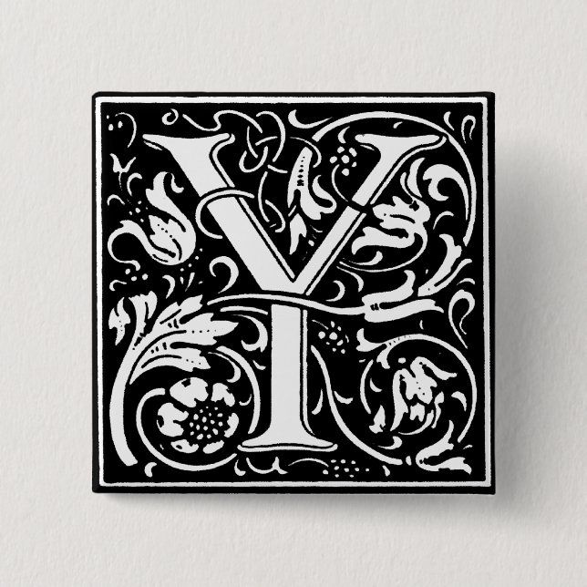 Renaissance Style Alphabet Letter Y - Pin (Front)