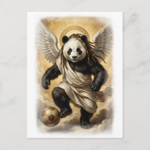 Renaissance Style Panda Player Soccer on a  Holiday Postcard