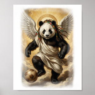 Renaissance Style Panda Player Soccer on a  Poster