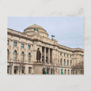 renaissance style public library in milwaukee holiday postcard