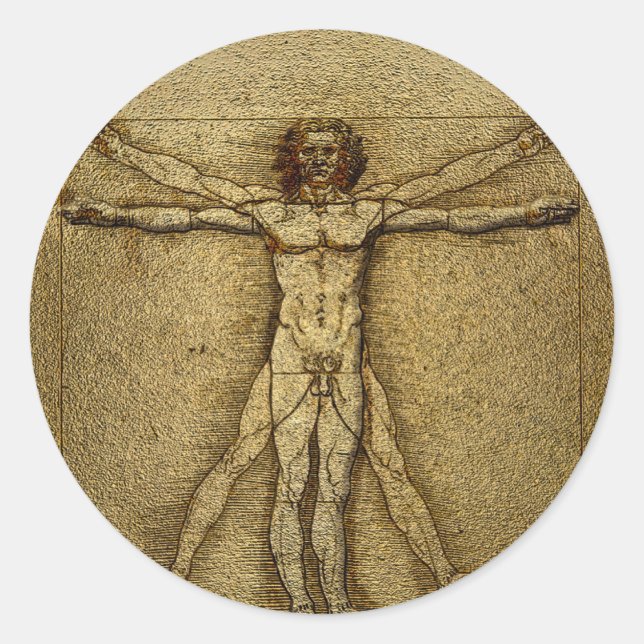Renaissance Vitruvian Man 3D Round Sticker Seals (Front)