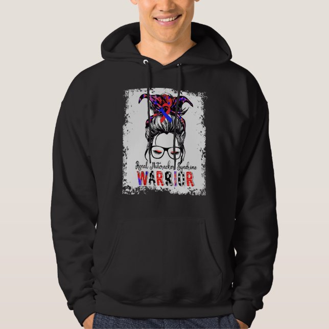 Renal Nutcracker Syndrome Warrior  Blue Red Ribbon Hoodie (Front)
