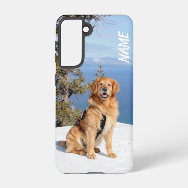 Rename your golden retriever dog on the phone case (Back)