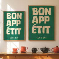 rench Quote Kitchen Wall Bon Appétit Poster