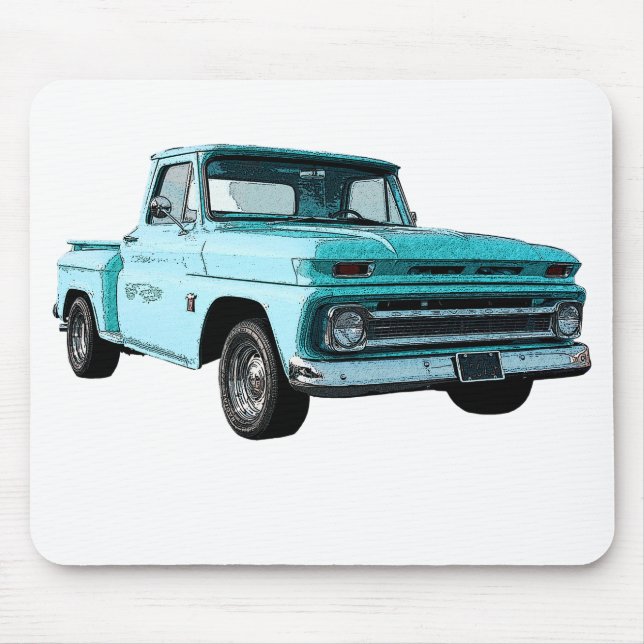 Rendering of a blue 1964 Chevy pick up. Mouse Mat (Front)