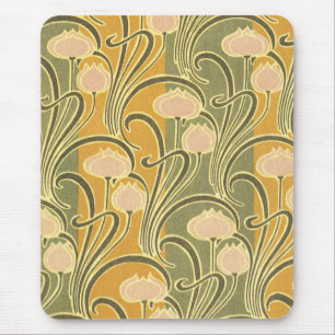 Rene Beauclair’s Art Nouveau Stripes & Flowers Mouse Mat