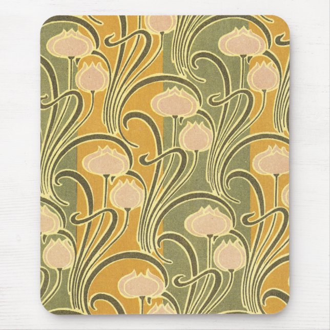 Rene Beauclair’s Art Nouveau Stripes & Flowers Mouse Mat (Front)