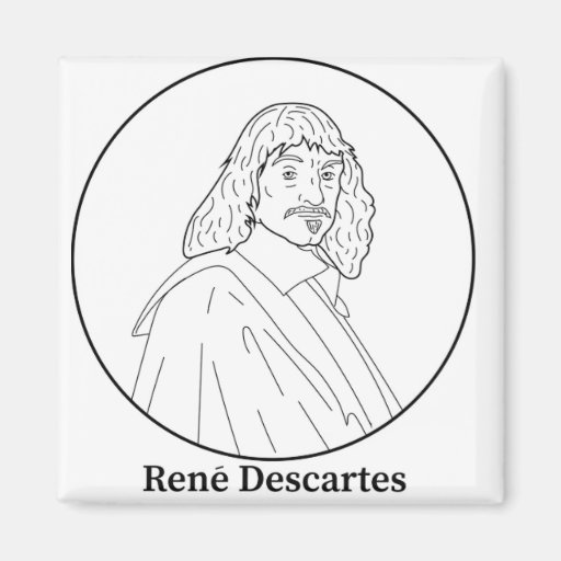 Image of Rene Descartes Line Portrait Magnet
