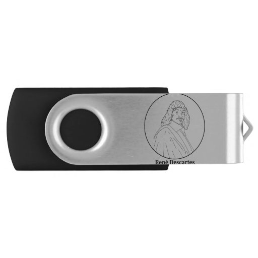 Image of Rene Descartes Line Portrait Usb Flash Drive