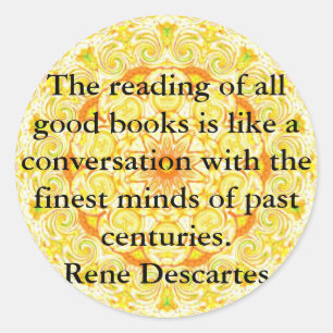 Rene Descartes Literature Quote Classic Round Sticker