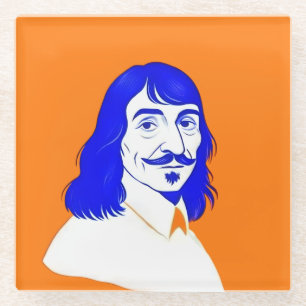 Rene Descartes Portrait - Design Illustration Glass Coaster