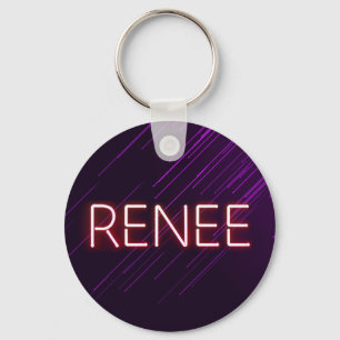 Renee name in glowing neon lights novelty key ring