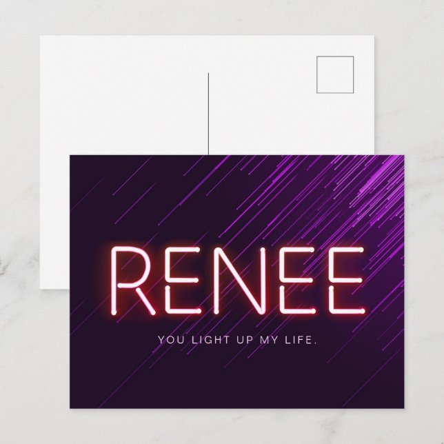 Renee name in glowing neon lights novelty postcard (Front/Back)