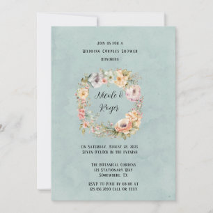 Renew Blue Spring Peony Wedding Couples Shower Invitation