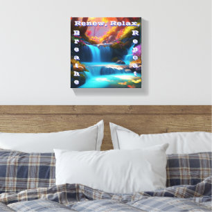 Renew Relax Breathe Repeat: A Flowing Waterfall  Canvas Print