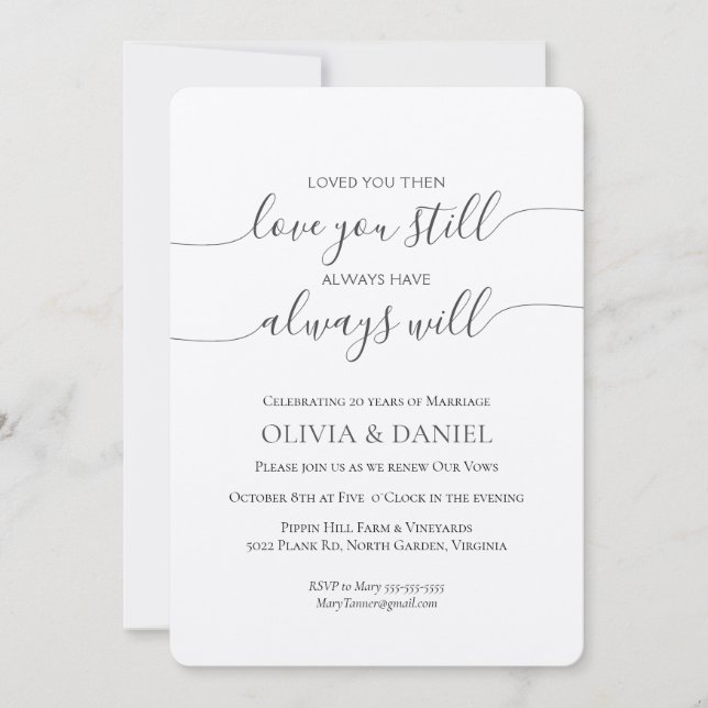 Renew Vows Wedding Anniversary Invitation (Front)