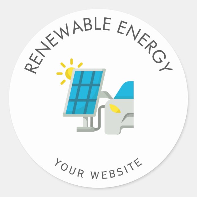 Renewable energy Simple text  Classic Round Sticker (Front)