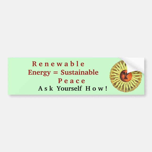 renewable energy sustainable peace bumper sticker (Front)