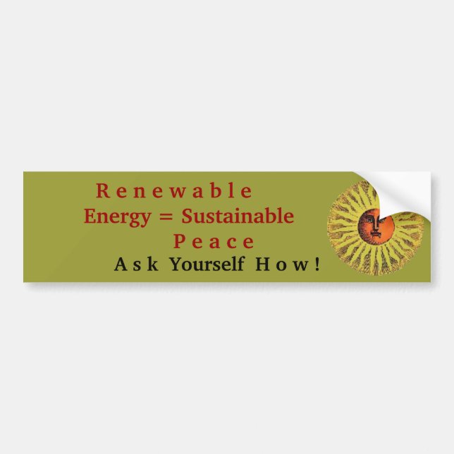 renewable energy sustainable peace bumper sticker (Front)