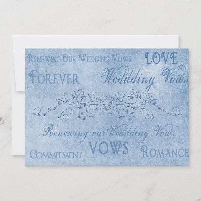 Renewal Wedding Vows - Blue Textures Invitation (Front)