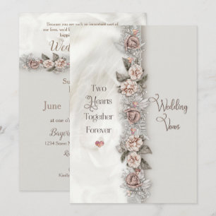 Renewal Wedding Vows Dreamy Floral Beige Rose Invitation