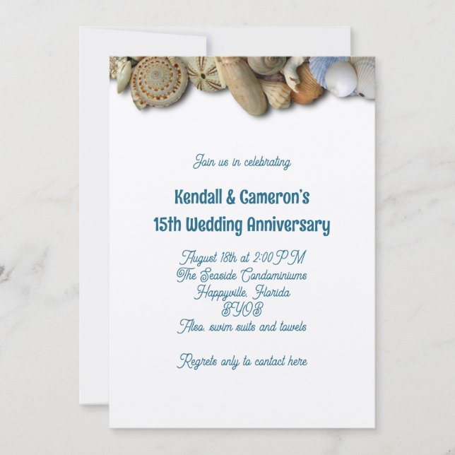 Renewing Vows Beach Seashell Border Invitation (Front)