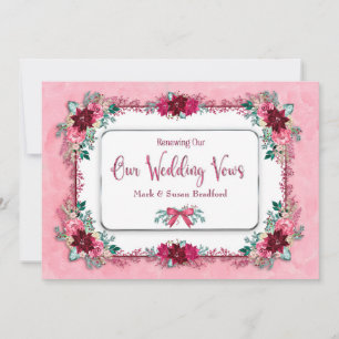 Renewing Wedding Vows Christmas Pink Poinsettias Invitation