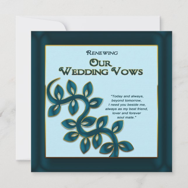 RENEWING WEDDING VOWS INVITATION - BLUE GOLD (Front)