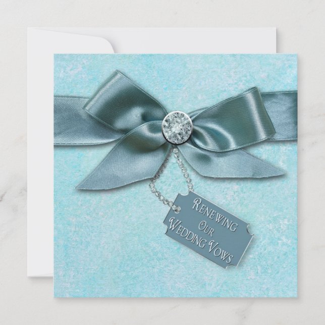 RENEWING WEDDING VOWS INVITATION - BLUE/RIBBON (Front)