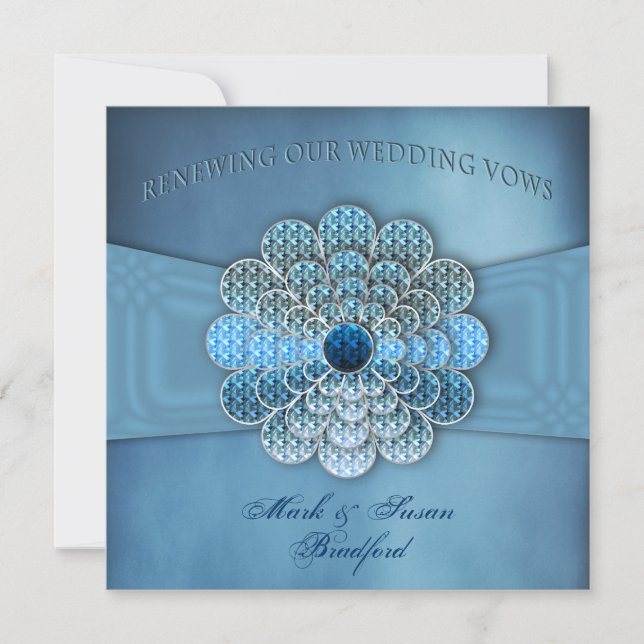 Renewing Wedding Vows - Invitation - Elegant Blue (Front)