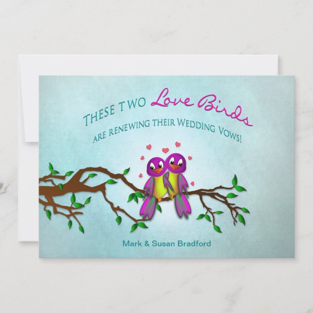 Renewing Wedding Vows Invitation - Love Birds (Front)