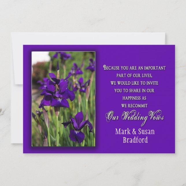 RENEWING WEDDING VOWS - INVITATION - PURPLE IRIS (Front)