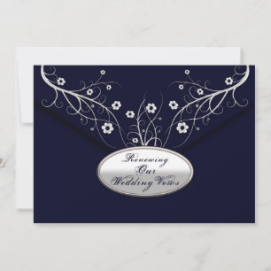 Renewing Wedding Vows - Invitations -Navy Floral