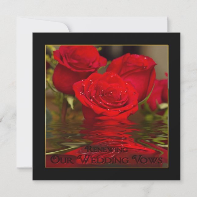 Renewing Wedding Vows - Red Romantic Roses/invite Invitation (Front)